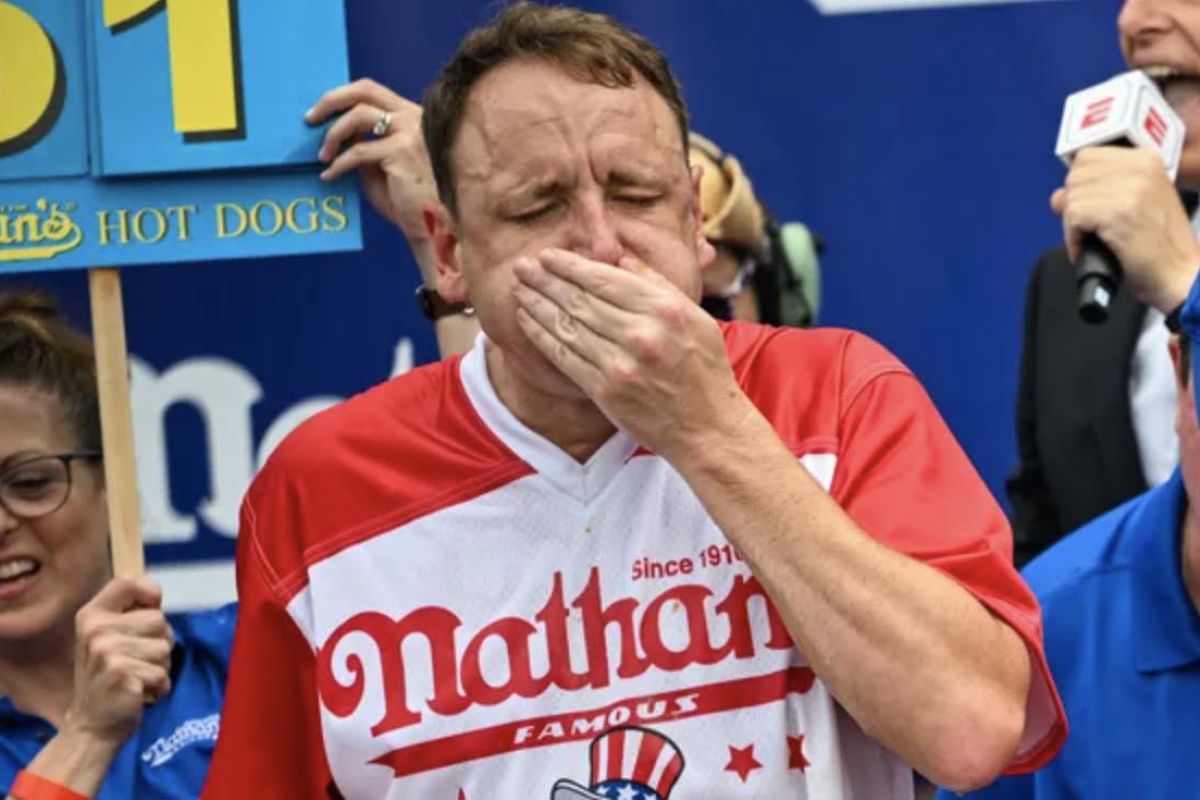 Joey Chestnut during a hot dog eating contest